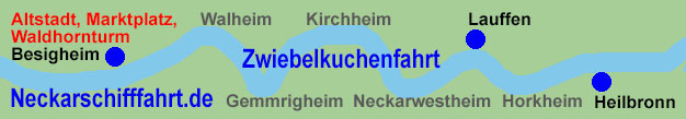 Neckarschifffahrt ab Heilbronn oder Lauffen als Zwiebelkuchenfahrt nach Besigheim